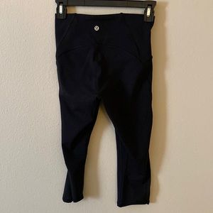 Lululemon cropped black leggings with mesh detail